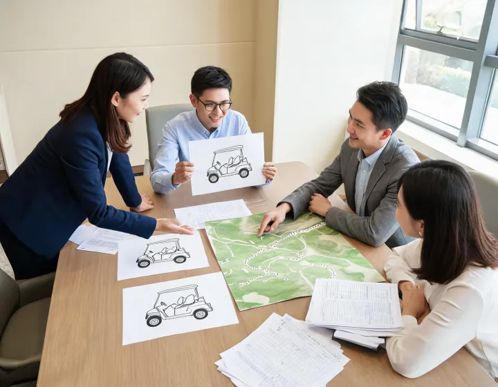 Buyer team reviewing golf cart sourcing evidence